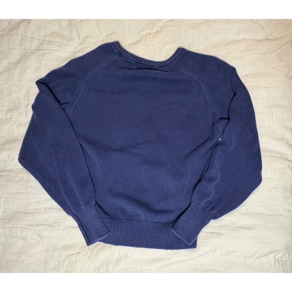 Vintage Antigua Kansas‎ Jayhawks V-Neck Sweater Blue Cotton Made in USA Mens S - Picture 3 of 7